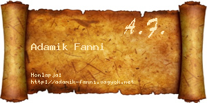 Adamik Fanni névjegykártya